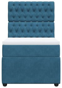 Cama boxspring com colchão 90x190 cm veludo azul