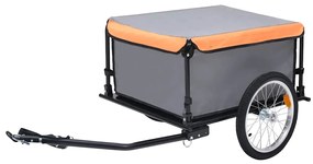 Reboque de carga para bicicleta 65 kg cinzento e laranja