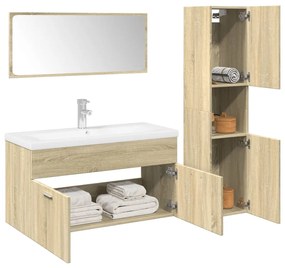 vidaXL 4 pcs conj. móveis casa banho derivados madeira carvalho sonoma