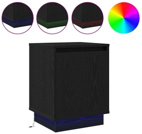 mesa de cabeceira com luzes LED preta 39x34,5x50 cm
