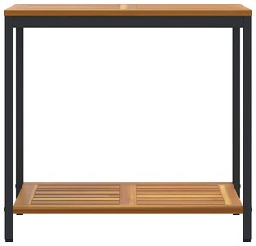 Mesa Outdoor Natural e Preto 35x80x75 cm em madeira sólida e aço