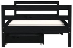 Estrutura cama infantil c/ gavetas 80x160 cm pinho maciço preto