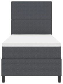 Cama Box Spring com Colchão Cinza Escuro 90x200 cm Tecido Veludo Cordu