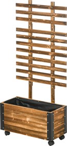 Floreira Exterior de Madeira Floreira com Treliça para Plantas Trepadeiras Tecido não Tecido Rodas 65x31x147 cm Madeira