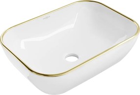 Mexen Rita lavatório de bancada 45 x 32 cm, branco/orlado de ouro - 21084505
