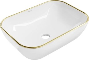 Mexen Rita lavatório de bancada 45 x 32 cm, branco/orlado de ouro - 21084505