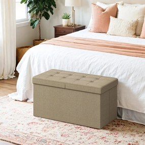 Banco com espaço de arrumação, arca de assento rebatível, 38 x 76 x 38 cm Castanho camel