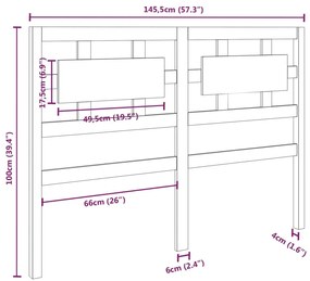 Cabeceira de cama 145,5x4x100 cm pinho maciço cinzento