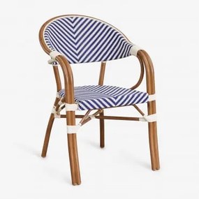 Pacote De 2 Cadeiras De Jardim Empilháveis Com Braços Em Alumínio Brielle Bistro Azul Ken - Gardénia Branco - Sklum