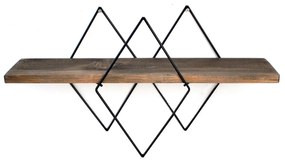 Prateleira Decorativa de Madeira Wr033 – Nogueira e Preto – 41x32x15 c