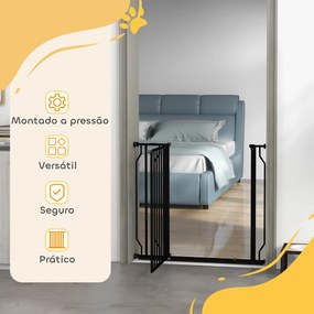 Barreira de Segurança para Cães Extensível para Escadas e Portas 75-95 cm com 1 Extensão e 10 cm Altura 76 cm Preto