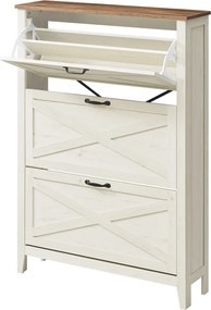 Sapateira Armário para sapatos com 3 portas 24 x 87 x 123,6 cm Branco vintage