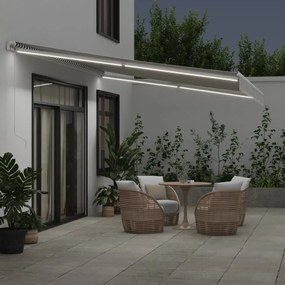 Toldo retrátil manual com LED 500x350 cm antracite/branco