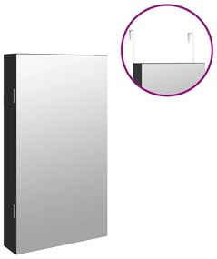 Móvel para joias de parede espelhado com luzes LED preto