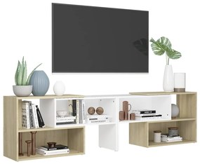 Móvel de TV 149x30x52 cm contraplacado branco e carvalho sonoma