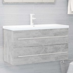 vidaXL Armário lavatório 90x38,5x48 cm contraplacado cinzento cimento