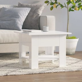 vidaXL Mesa de centro 55x55x42 cm madeira processada branco brilhante