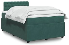 Cama boxspring com colchão 120x200 cm veludo verde-escuro