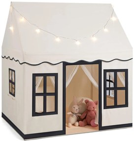 Tenda de brincar para crianças 134 x 118 x 100,5 cm com luzes LED em forma de estrela e tapete antiderrapante com 2 janelas para maiores de 3 anos Beg