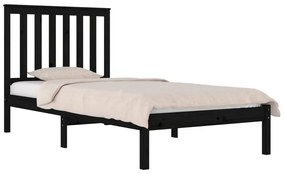 Estrutura de cama pequena solteiro 75x190 cm pinho maciço preto