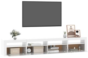 Móvel de TV com luzes LED 240x35x40 cm branco brilhante