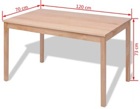 Conjunto de jantar de 7 pçs em pinho