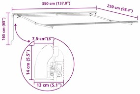 Toldo Retrátil Manual Vermelho e branco 350 x 250 cm