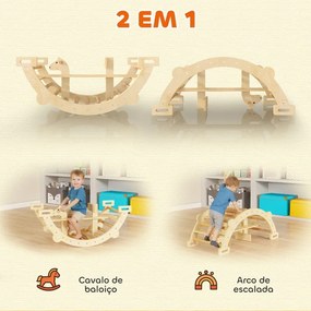 Arco de Escalada de Madeira e Baloiço Montessori Brinquedo Educativo Interior para Crianças 110x52 cm Madeira