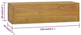 Armário de parede p/ casa de banho 110x45x30 cm teca maciça
