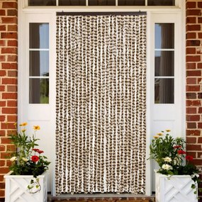 Cortina anti-insetos 100x230 cm chenille bege e castanho