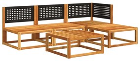 5 pcs conjunto de sofás de jardim com almofadões acácia maciça