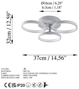 Candeeiro de Teto Halka – Cinzento Nardo – 37 cm x 9 cm x 32 cm