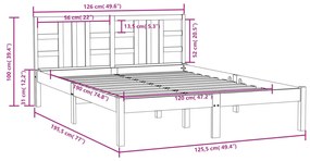 Estrutura cama dupla pequena 120x190 cm madeira maciça preto