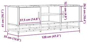 Móvel TV 120x35x41 cm derivados madeira/metal carvalho castanho