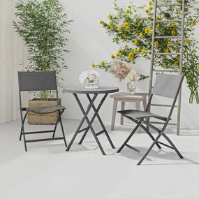 vidaXL 3 pcs conjunto de bistrô dobrável aço cinzento