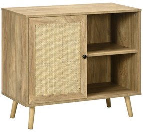 HOMCOM Aparador de Sala de Estar com Porta de Vime e 2 Prateleiras de Armazenamento para Sala de Estar 80x39x70cm Madeira | Aosom Portugal