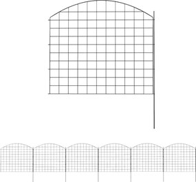 Outsunny Cerca Decorativa de Jardim em Metal 6 Peças 460x97 cm Preto | Aosom Portugal