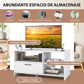 Móvel TV para ecrãs de até 50" Mesa console moderna com 3 compartimentos de gaveta para sala de estar quarto 104,5 x 51,5 x 52 cm branco