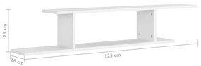 Estante de parede para TV 125x18x23 cm contraplacado branco