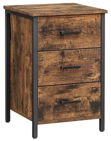 Mesa de cabeceira VASAGLE com 3 gavetas, mesa de cabeceira, mesa lateral, quarto, sala de estar, 40 x 40 x 60 cm, design industrial, marrom vintage/preto LET509B01