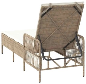Espreguiçadeira Bege e creme Vime PE 157 x 55 x 92 cm Dobrável