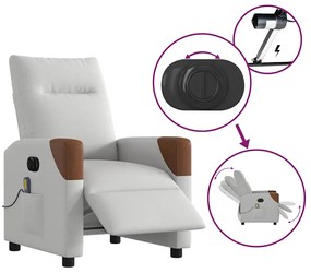 Poltrona massagens reclinável elétrica tecido cinzento-nublado