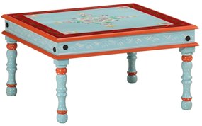 Mesa de centro pintada à mão mangueira maciça azul