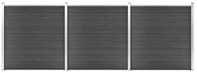 Conjunto de painel de vedação WPC 526x186 cm preto