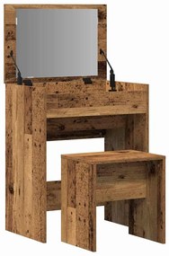 Mesa de Maquilhagem com Espelho Madeira Velha Madeira de Engenharia