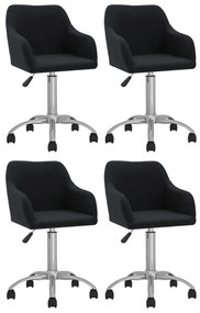 vidaXL Cadeiras de jantar giratórias 4 pcs tecido preto