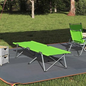 vidaXL Cama de Camping Dobrável Manual Verde 194 x 62,5 x 42,5 cm