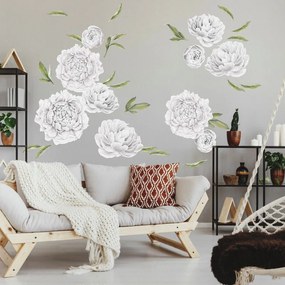 Flores em papel de parede autocolante - Peónias brancas