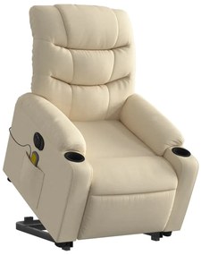 Poltrona elétrica elevatória massagens tecido creme