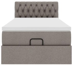 Cama otomana com colchão 100x200 cm tecido cinza